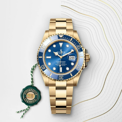 B- Rolex Submariner Date Oyster, 41 mm, yellow gold