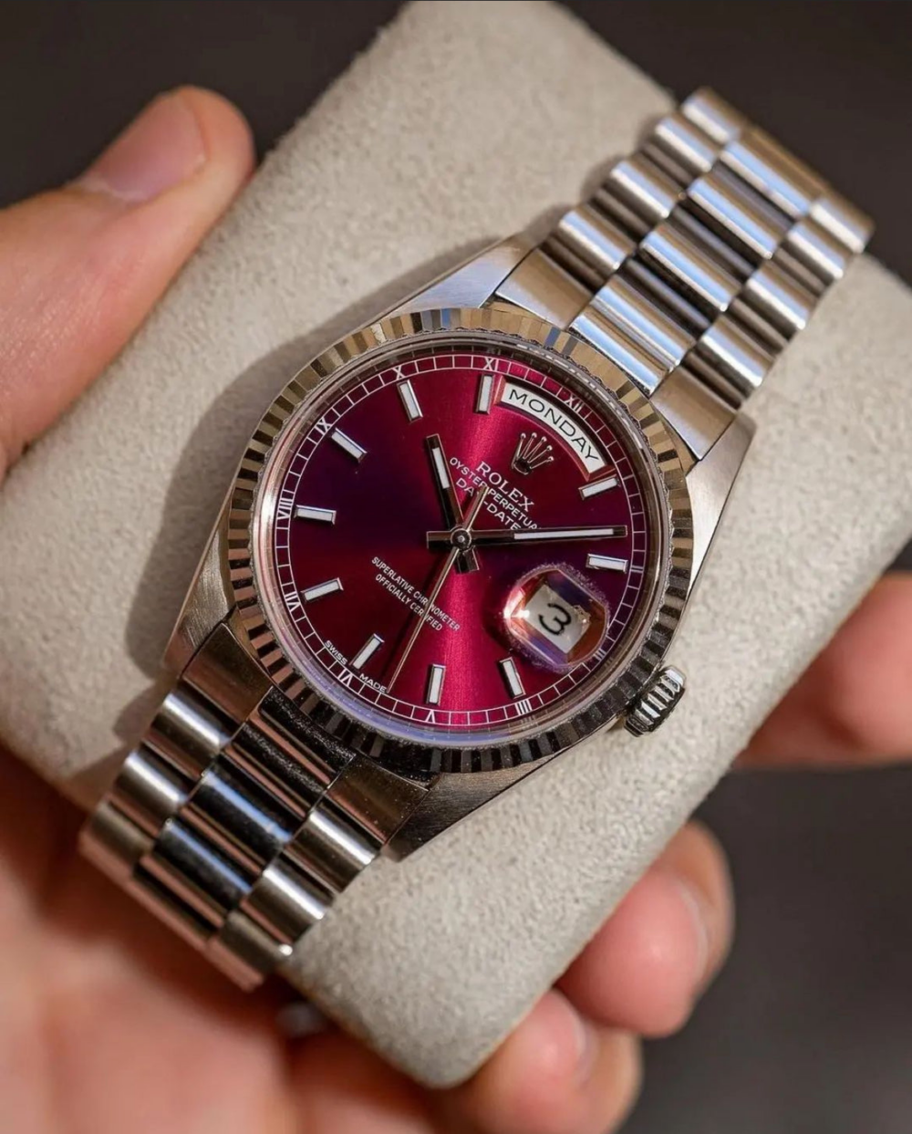 Rolex Day-Date 36mm Factory Cherry Red Dial