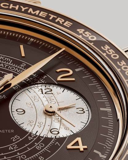 Speedmaster Chronoscope 43 mm, Bronze gold on leather strap