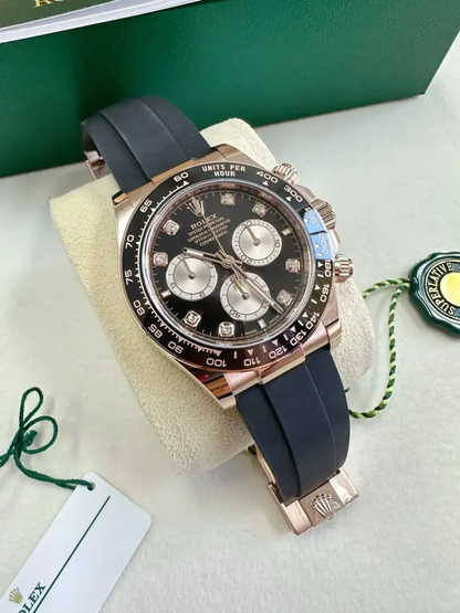 Rolex Cosmograph Daytona Everose Gold Black & Sundust Diamond Dial