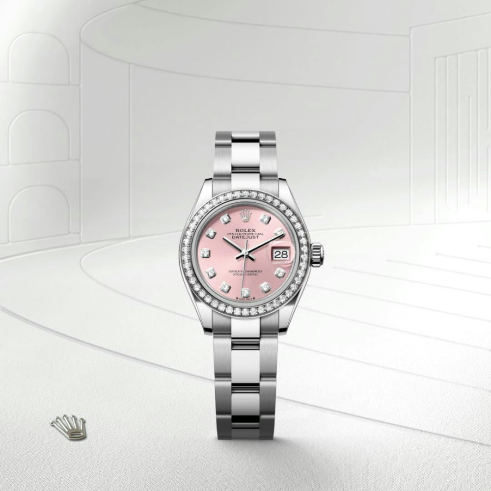 Rolex Lady-Datejust Oyster, 28 mm, Oystersteel, white gold and diamonds