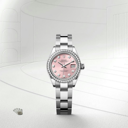 Rolex Lady-Datejust Oyster, 28 mm, Oystersteel, white gold and diamonds