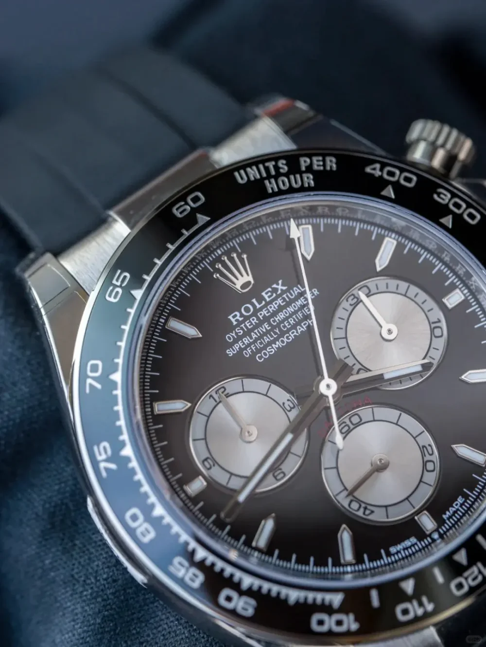 Rolex Cosmograph Daytona White Gold Steel Grey Dial with Oysterflex Bracelet