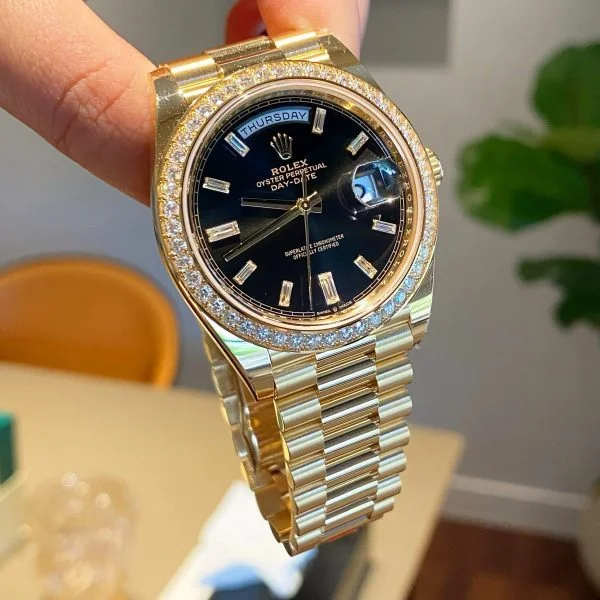 Rolex Day-Date 40 Yellow Gold Diamond Bezel – President Bracelet