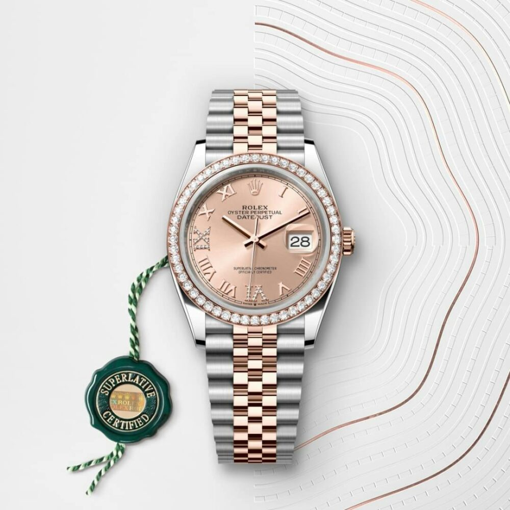Rolex Datejust 36 Oyster, 36 mm, Oystersteel, Everose gold and diamonds