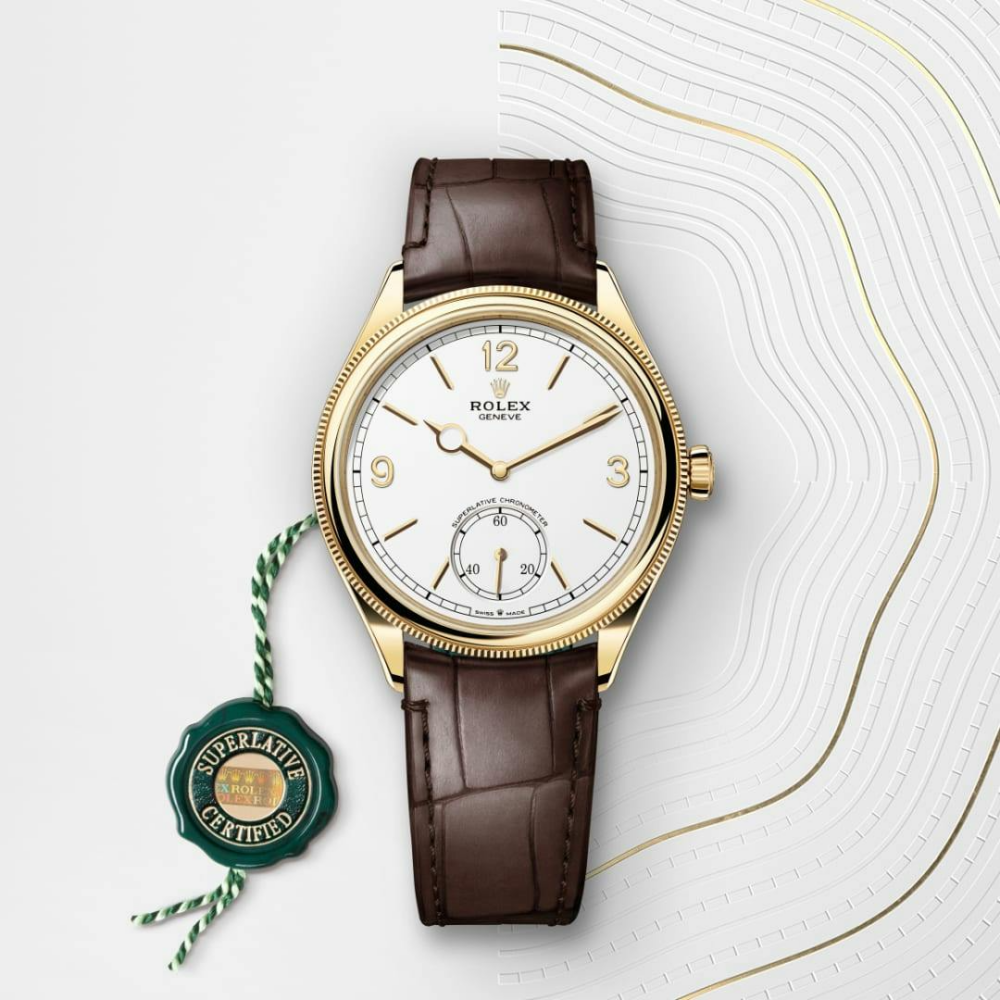 Rolex 1908 39 mm, 18 kt yellow gold, polished finish