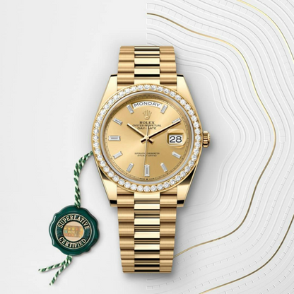 Rolex Day-Date 40 Oyster, 40 mm, yellow gold and diamonds