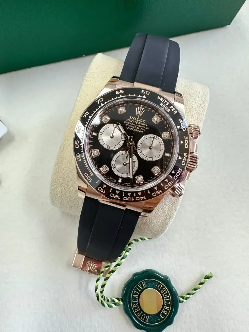 Rolex Cosmograph Daytona Everose Gold Black & Sundust Diamond Dial