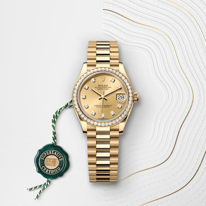 Rolex Datejust 31 Oyster, 31 mm, yellow gold and diamonds