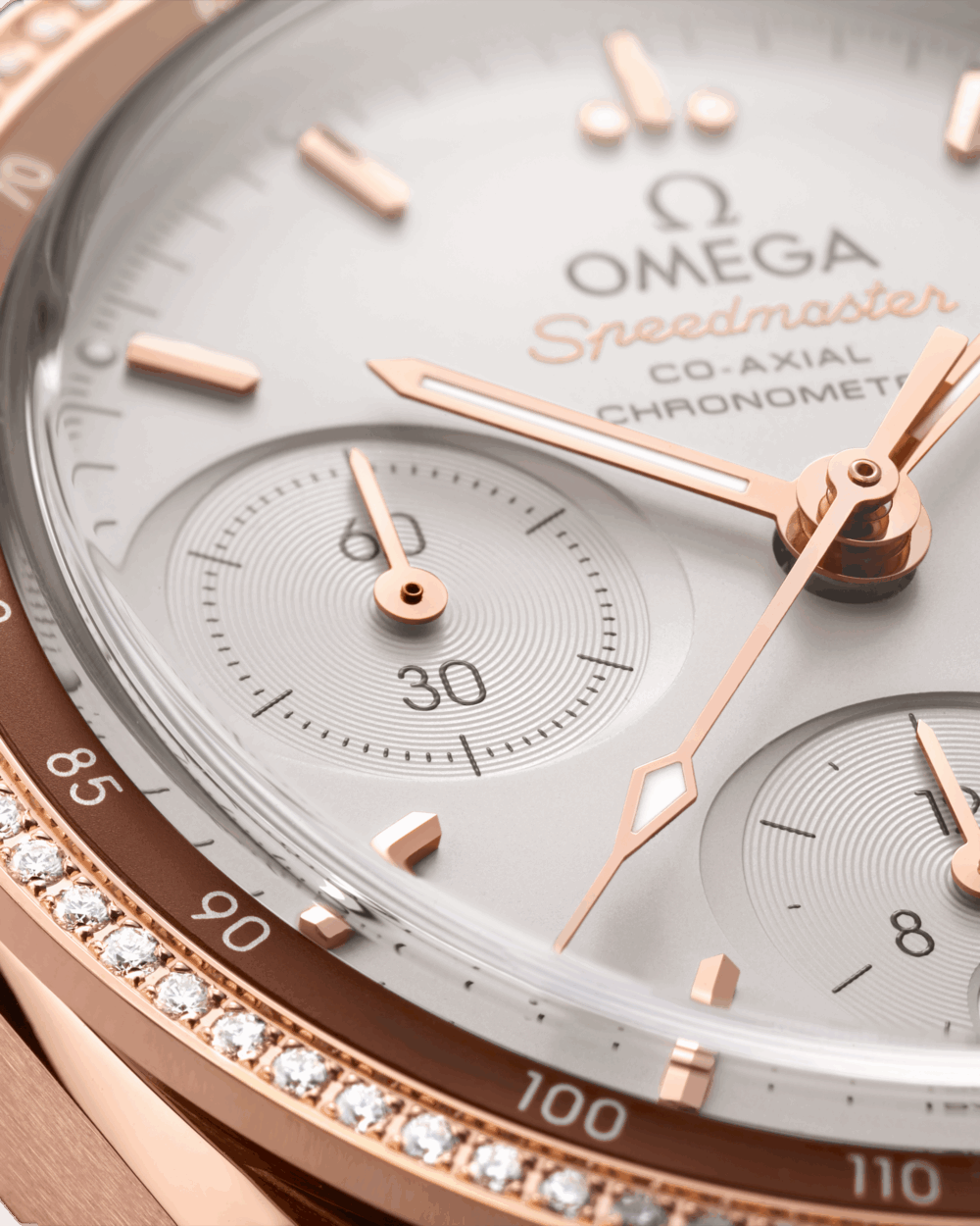 Speedmaster 38 38 mm, Sedna™ gold on leather strap