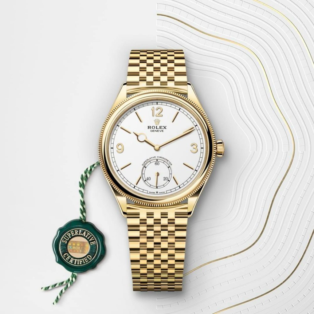 Rolex 1908 39 mm, 18 kt yellow gold, polished finish