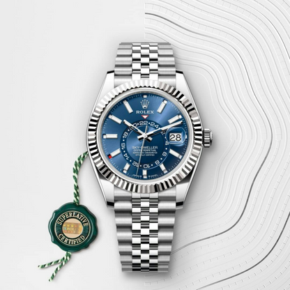 B- Rolex Sky-Dweller Stainless Steel, Blue Index Dial, 42 mm