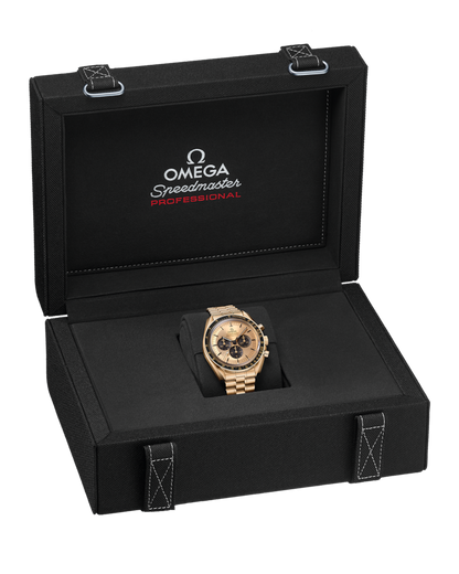 A- Speedmaster Moonwatch Professional 42 mm, Moonshine™ gold on Moonshine™ gold