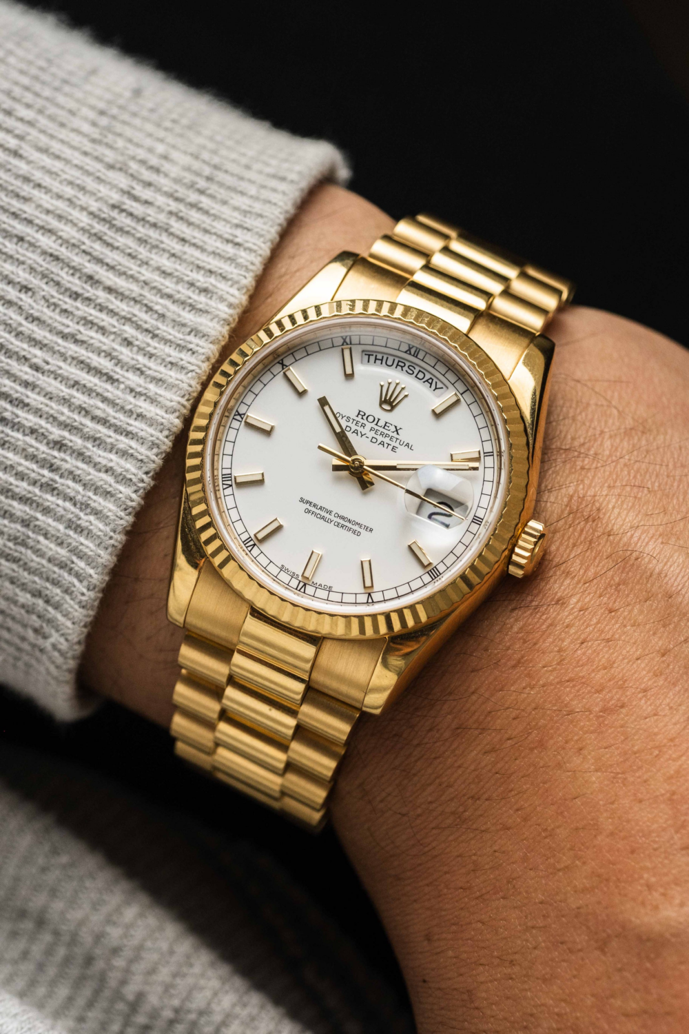 Rolex Day-Date 36mm Yellow Gold Silver Dial