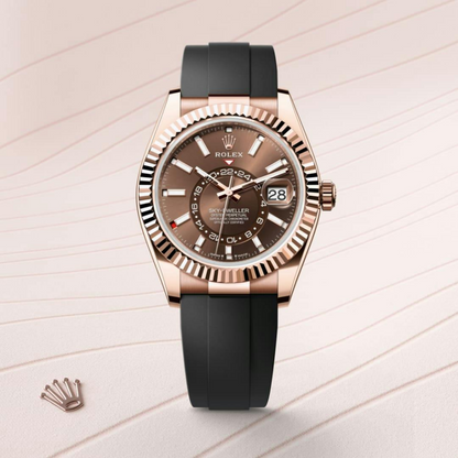 C Rolex Sky-Dweller 18K Rose Gold, Chocolate Index Dial, Oysterflex Bracelet, 42 mm