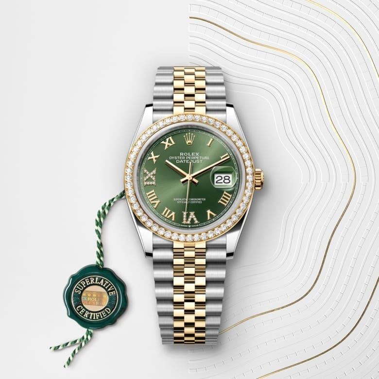 Rolex Datejust 36 Oyster, 36 mm, Oystersteel, yellow gold and diamonds