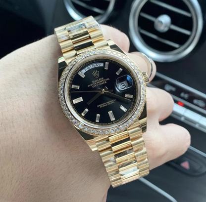 Rolex Day-Date 40 Yellow Gold Diamond Bezel – President Bracelet