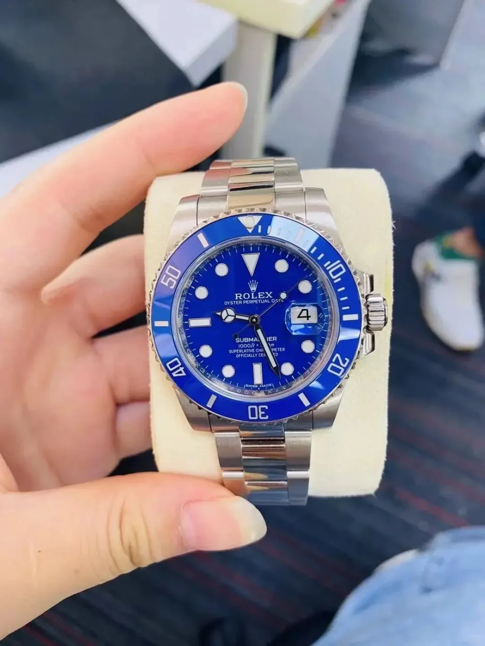 B- Rolex Submariner Blue Disc Watch 40MM