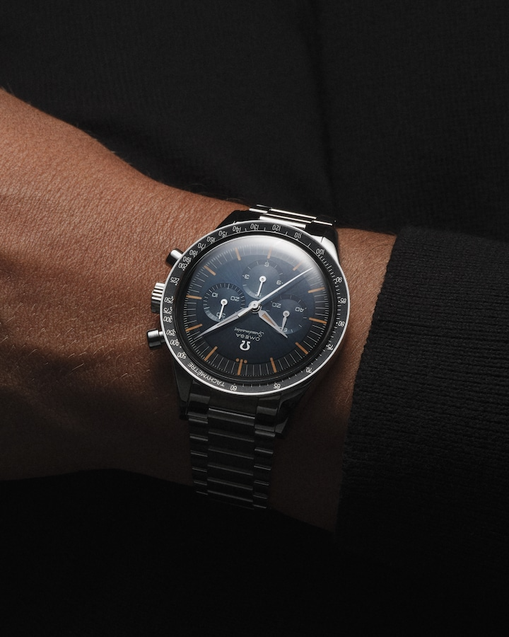 A- Speedmaster First OMEGA in Space 39.7 mm, steel on steel