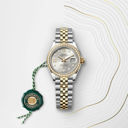 Rolex Lady-Datejust Oyster, 28 mm, Oystersteel, yellow gold and diamonds