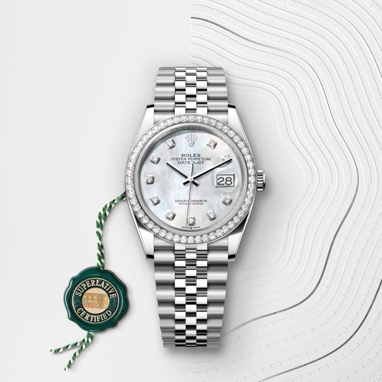Rolex Datejust 36 Oyster, 36 mm, Oystersteel, white gold and diamonds