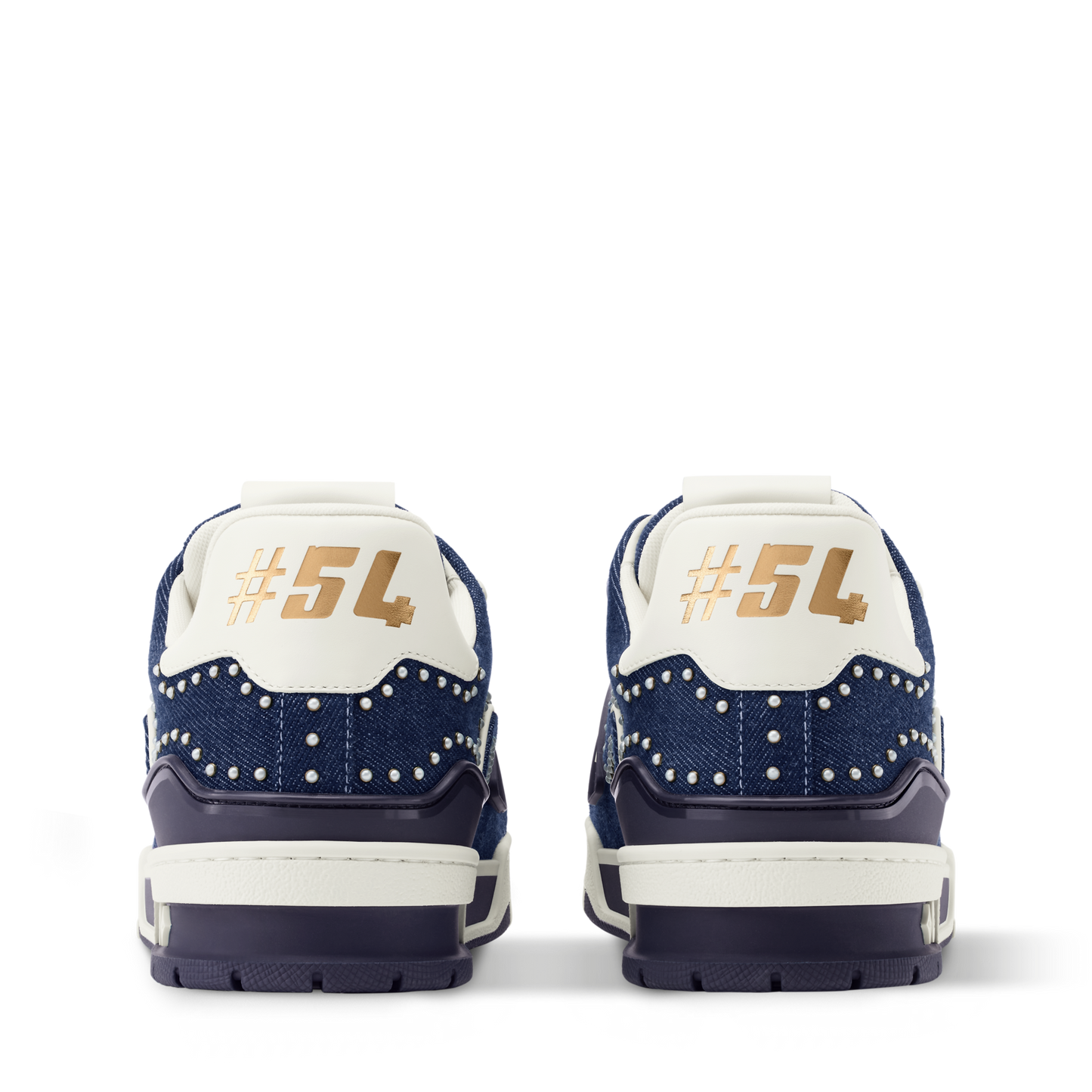 Louis Vuitton LV Trainer Indigo Blue Denim Sneakers with Swarovski™ Pearls