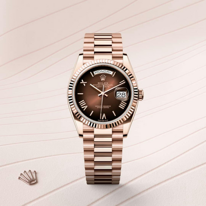 A- Rolex Day-Date 36 Oyster, 36 mm, Everose gold