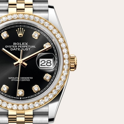 Rolex Datejust 36 Oyster, 36 mm, Oystersteel, yellow gold and diamonds