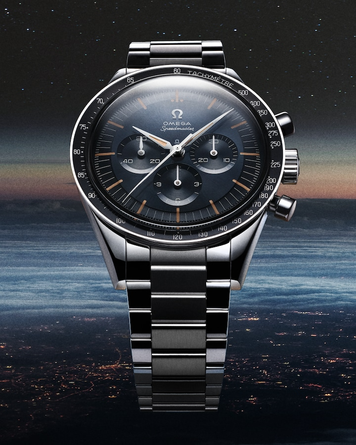 A- Speedmaster First OMEGA in Space 39.7 mm, steel on steel