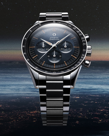 A- Speedmaster First OMEGA in Space 39.7 mm, steel on steel