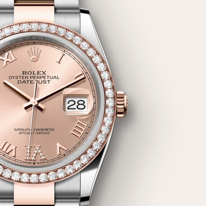 Rolex Datejust 36 Oyster, 36 mm, Oystersteel, Everose gold and diamonds