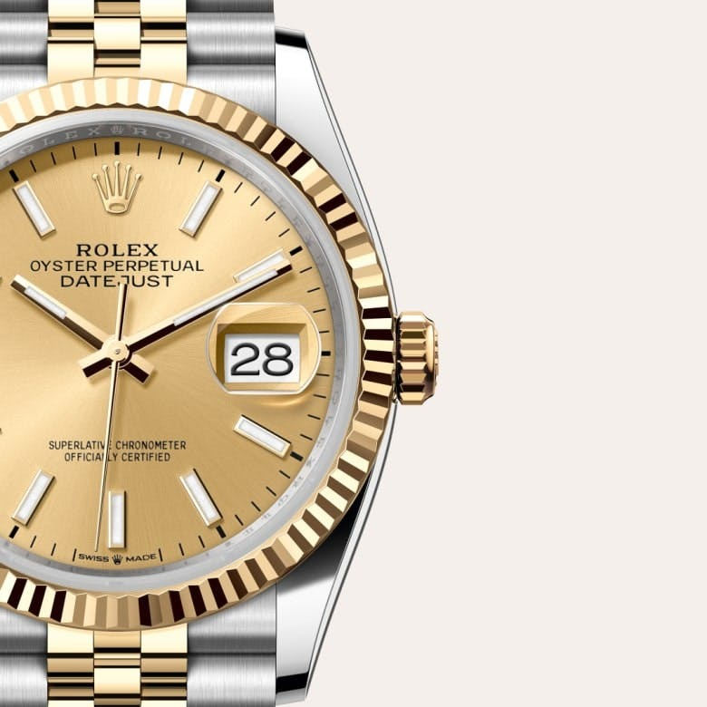 Rolex Datejust 36 Oyster, 36 mm, Oystersteel and yellow gold