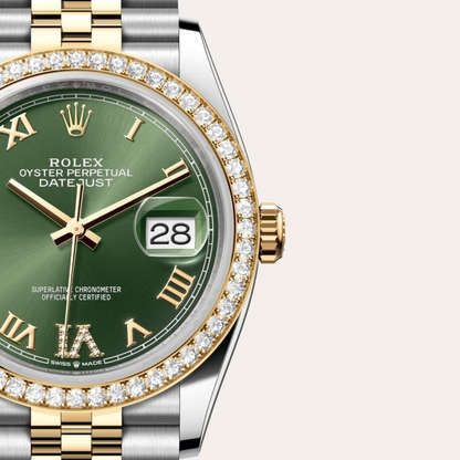 Rolex Datejust 36 Oyster, 36 mm, Oystersteel, yellow gold and diamonds