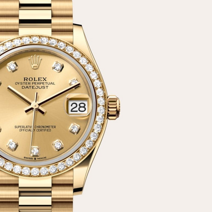 Rolex Datejust 31 Oyster, 31 mm, yellow gold and diamonds