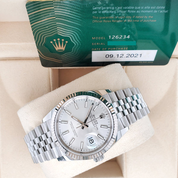Rolex Datejust 36mm 126234 Silver Index Dial