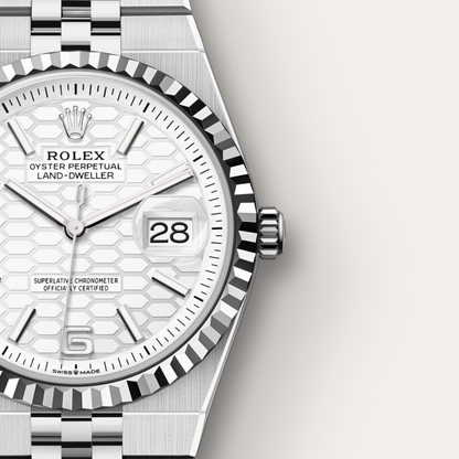Rolex Land-Dweller 36 Oyster, 36 mm, Oystersteel and white gold