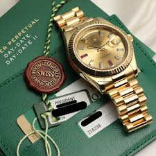 Rolex Day-Date II 218238 Full Set Factory Ruby Baguette Dial