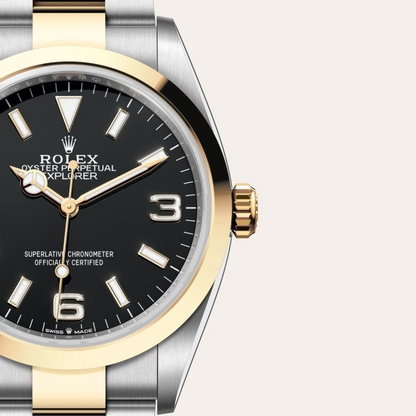 Rolex Explorer 36 Oyster, 36 mm, Oystersteel and yellow gold