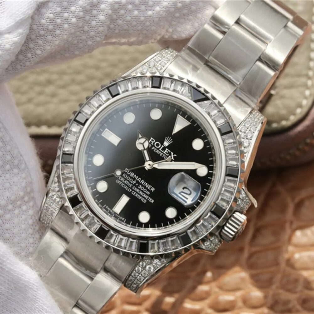 Rolex Submariner Date Silver Black Diamond, 40mm