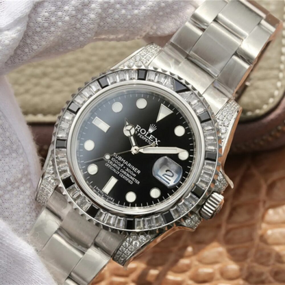 Rolex Submariner Date Silver Black Diamond, 40mm