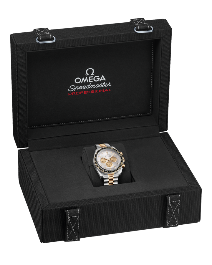 A- Speedmaster Moonwatch Professional 42 mm, steel ‑ Moonshine™ gold on steel ‑ Moonshine™ gold