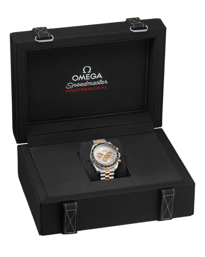 A- Speedmaster Moonwatch Professional 42 mm, steel ‑ Moonshine™ gold on steel ‑ Moonshine™ gold