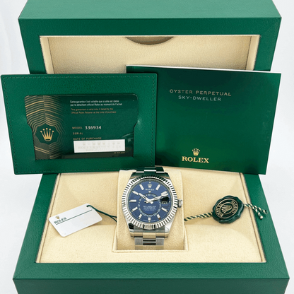B- Rolex Sky-Dweller Stainless Steel, Blue Index Dial, 42 mm