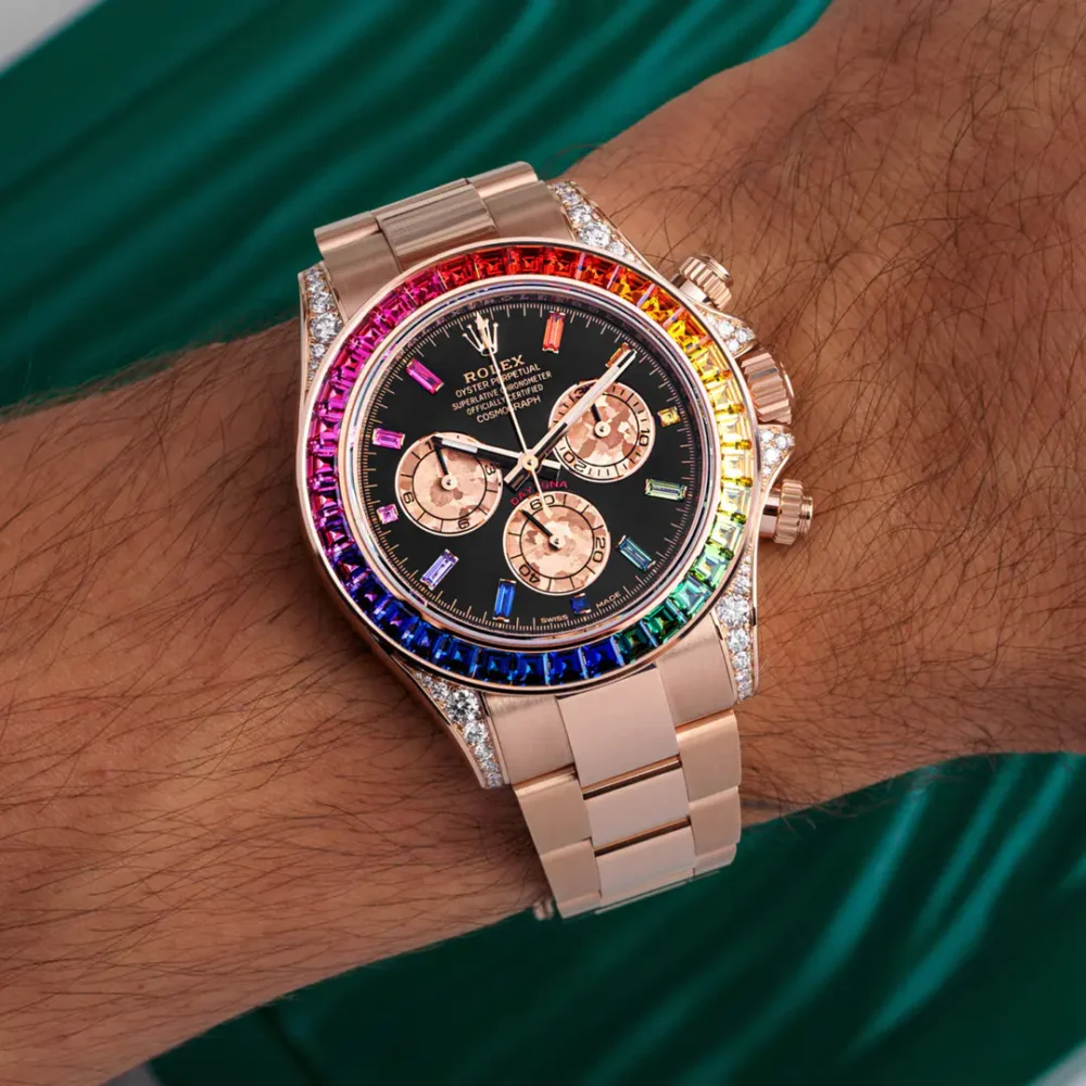 Rolex Cosmograph Daytona Rainbow Yellow Gold Black Dial