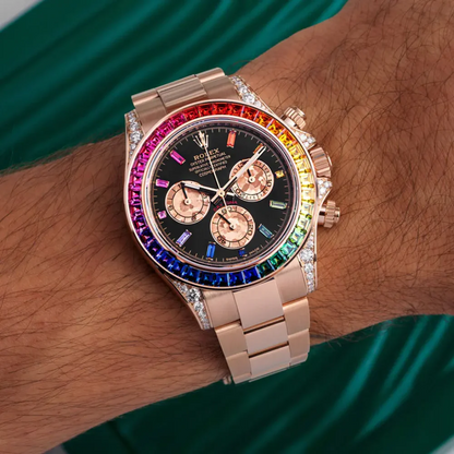 Rolex Cosmograph Daytona Rainbow Yellow Gold Black Dial