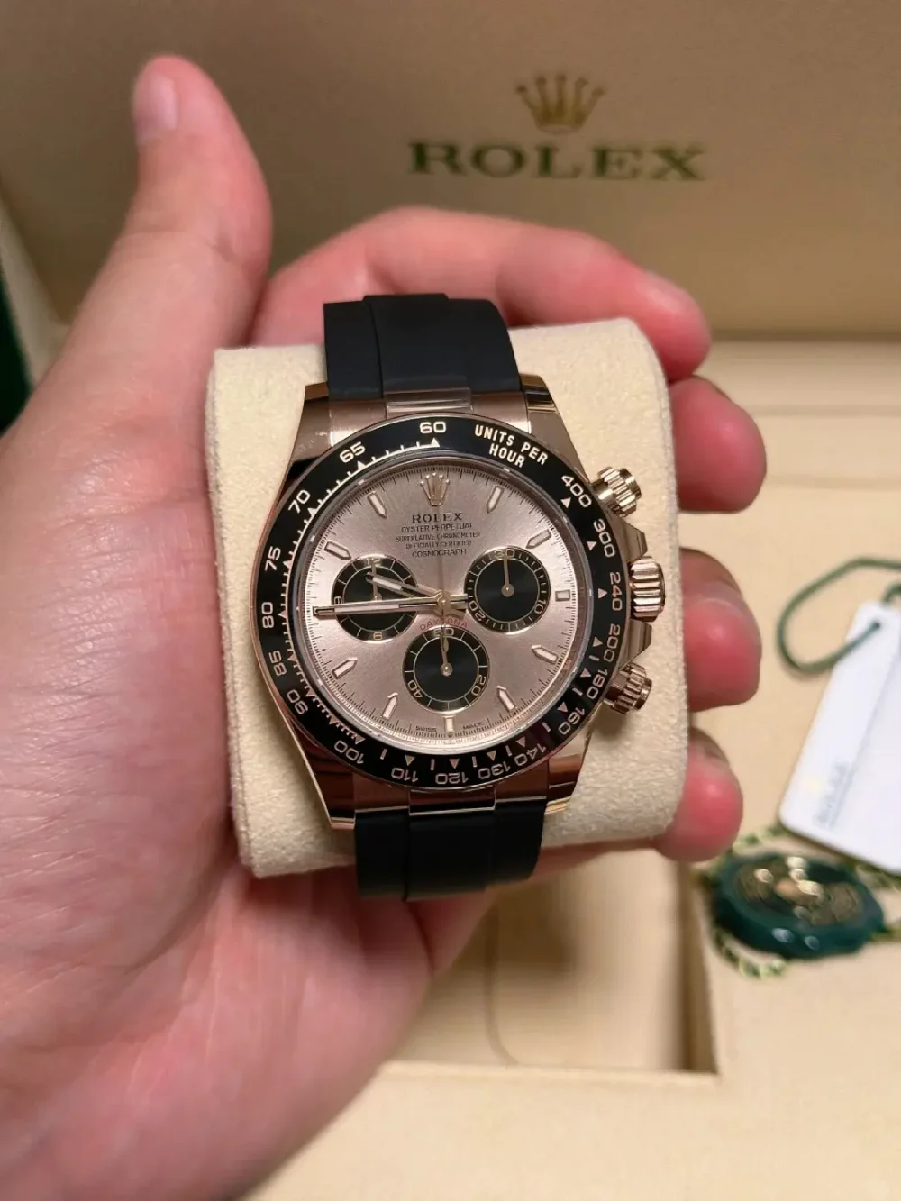 Rolex Cosmograph Daytona Everose Gold Black & Sundust Diamond Dial