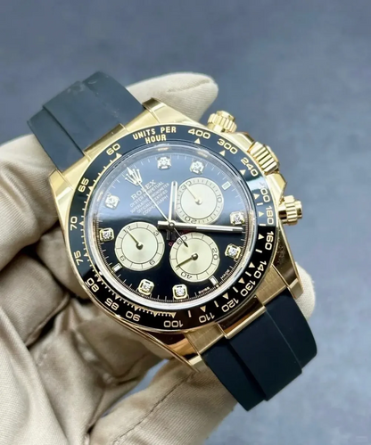 Rolex Cosmograph Daytona Yellow Gold Black Dial with Diamond Hour Markers