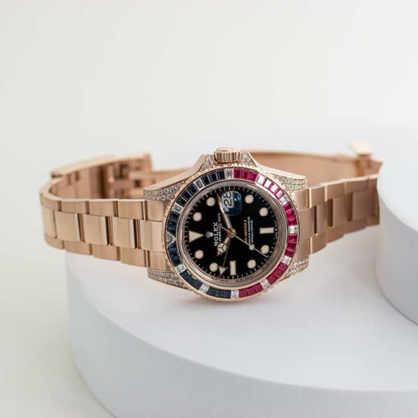SUBMARINER GOLDEN BLUE / RED DIAMOND BLACK DIAL 40MM