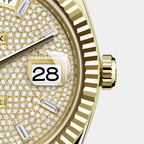 Day-Date Yellow Gold Pavé Dial Fluted Bezel