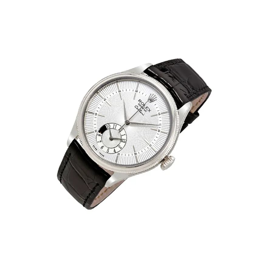 Cellini 50529, Dual Time, 18K White Gold, Silver Dial